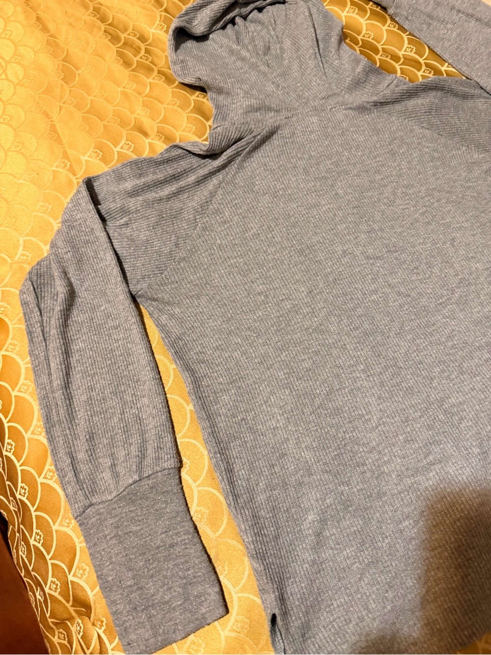 PJ Salvage Grey Hoodie, super soft ribbed knit, long-sleeve, Oversized size XS - Picture 15 of 16